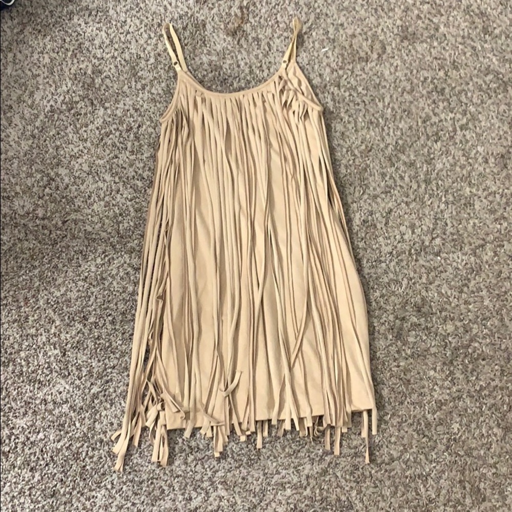 Fringe tan dress
